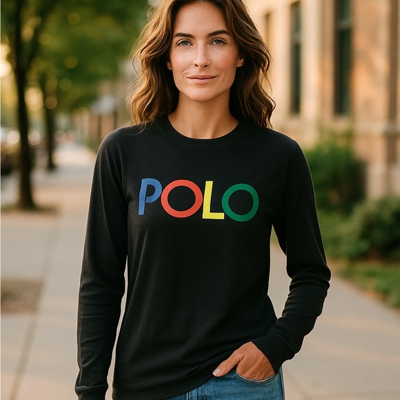 Polo Ralph Lauren Tops - Polo by Ralph Lauren Black Tee with Multicolor Logo